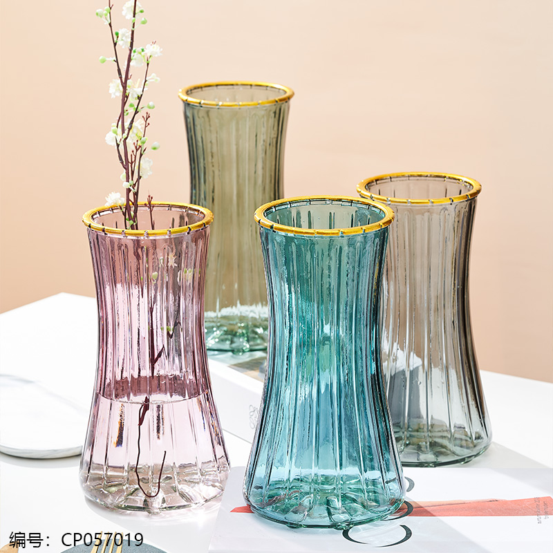 Gold Rim Decor Vase-3 Colors Random-2146