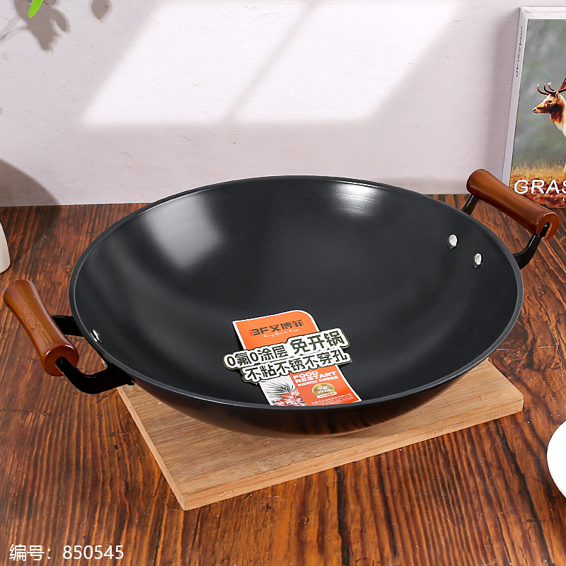 38# Double-Sided Inorganic Ceramic Wok with Double Handles