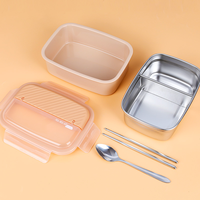 Simple compartment square lunch box-5869