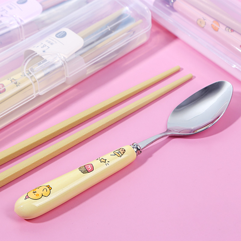 9169 Cartoon Ceramic Spoon + Chopsticks Tableware