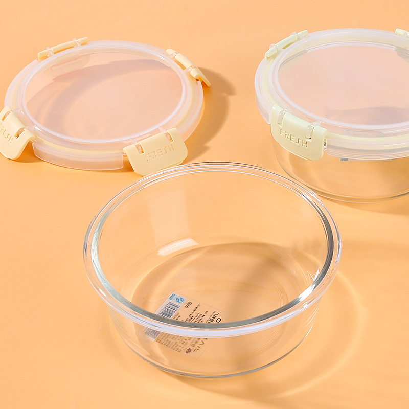 Round glass fresh-keeping box 650ml-1608
