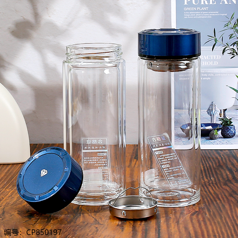 0855 large hot bottom golden glass cup 500ml