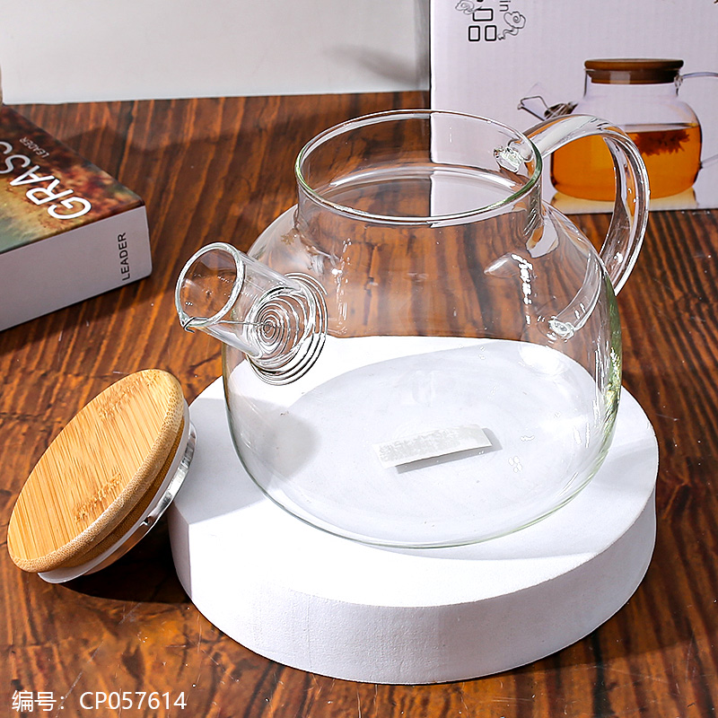 Borosilicate Small Bamboo Lid Pot (White)