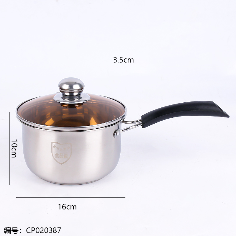16cm Composite Steel Single Wooden Handle Milk Pan