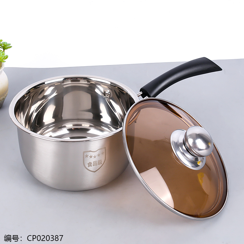 16cm Composite Steel Single Wooden Handle Milk Pan