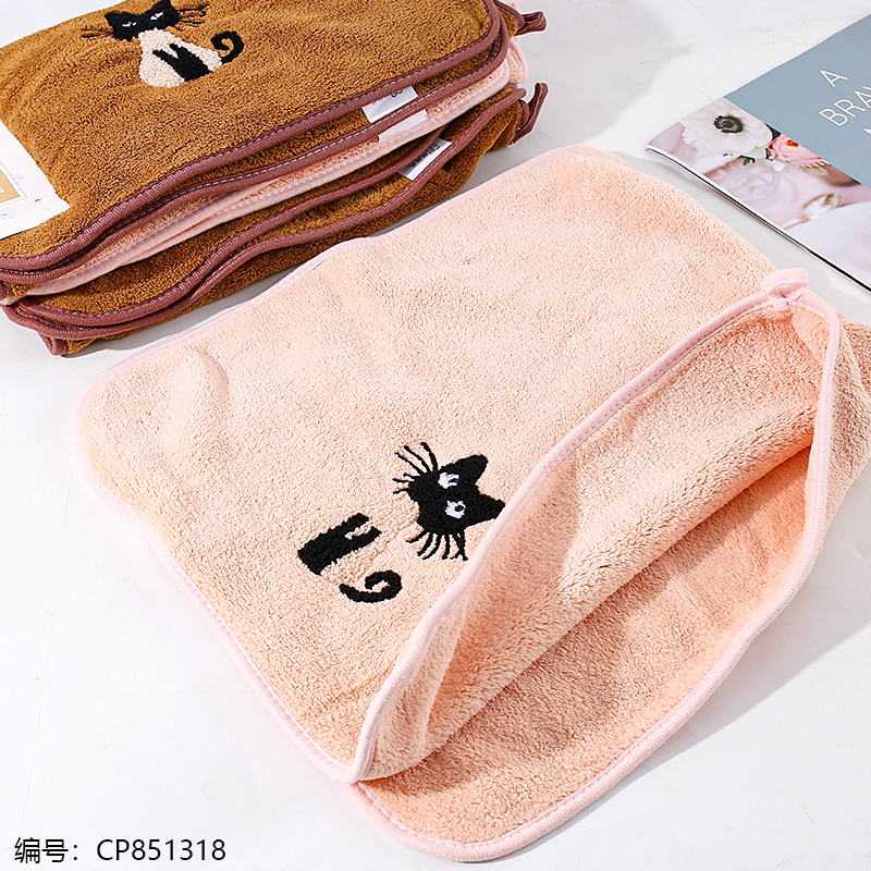 Black kitten towels 2pcs 1 x 10