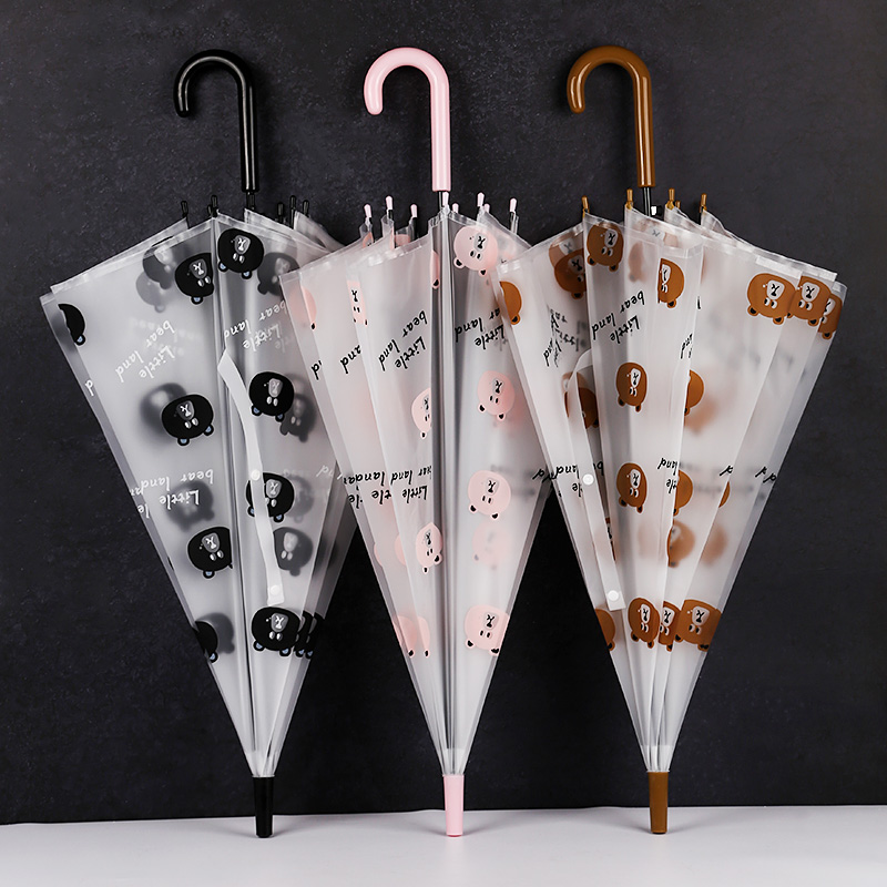 55cm Transparent Bear Long Umbrella