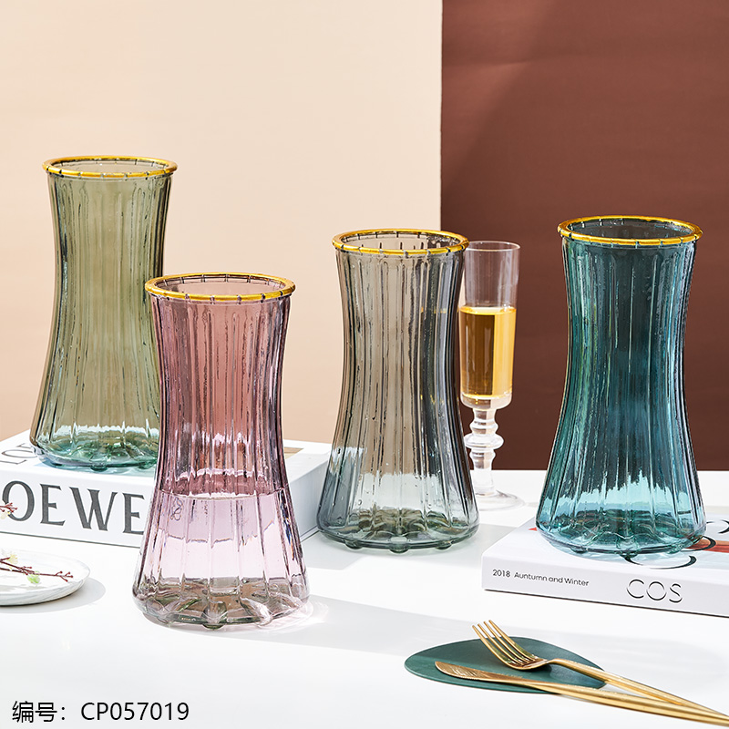 Gold Rim Decor Vase-3 Colors Random-2146