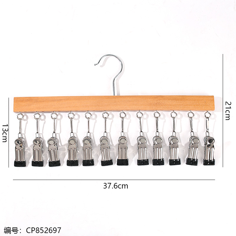 Wooden Viral Sock Hanger with 12 Clips
