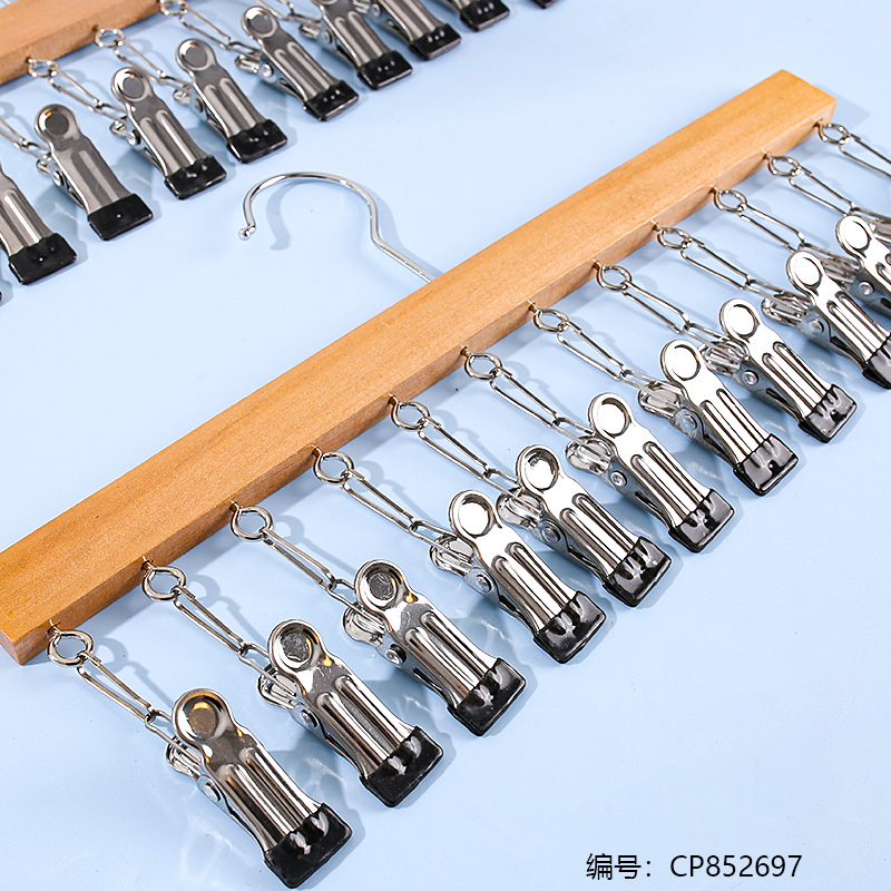 Wooden Viral Sock Hanger with 12 Clips