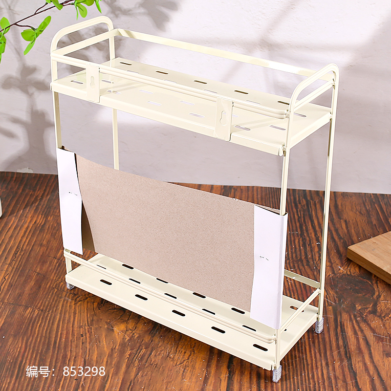 8352 Cream-Colored 2-Tier Square Storage Shelf