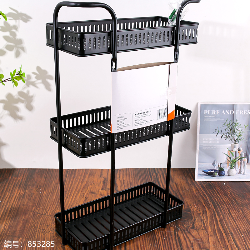 Matte Black Three-Layer Square Storage Rack (No Return) 8003