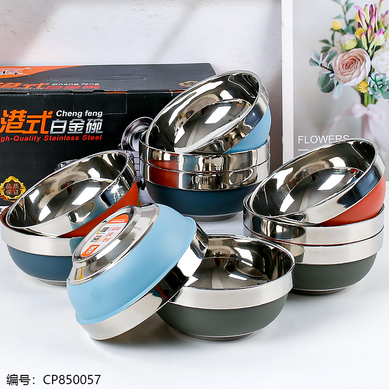 Colorful 14cm old style white gold bowl 304